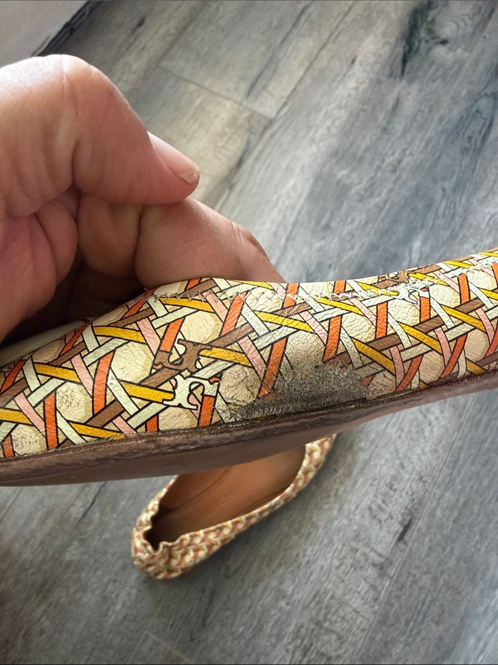 Tory Burch Multicolor Geometric Logo Ballet Flats - Yellow/Orange/Pink - Picture 8 of 9